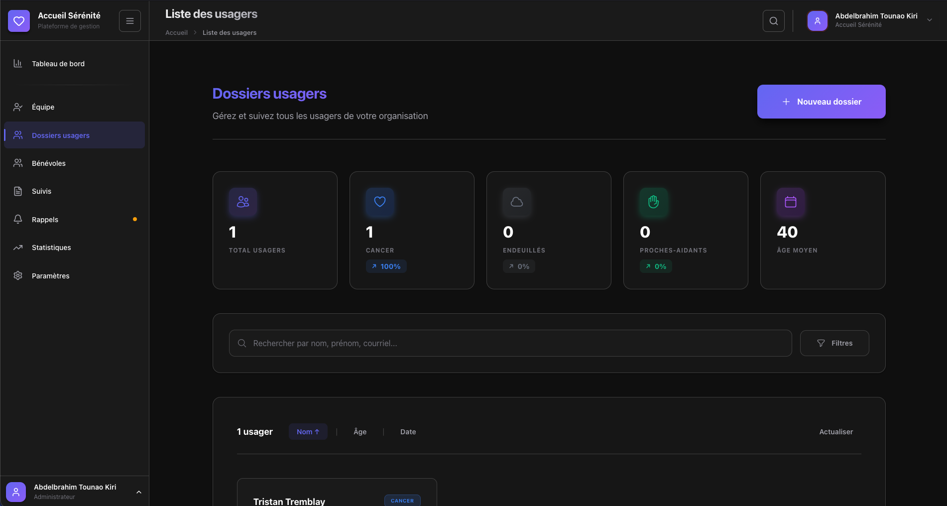 Application finale en production